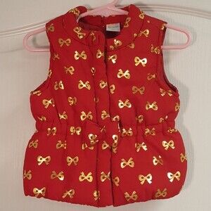 Healthtex Red Gold Bow Puffy Vest